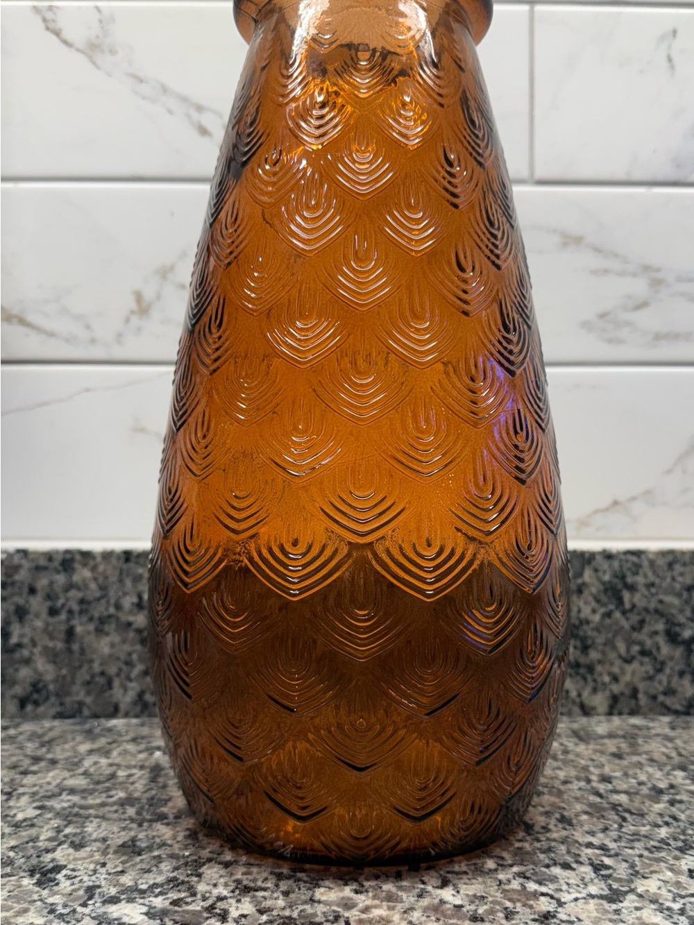 Amber Textured Glass Vase - Home Accents